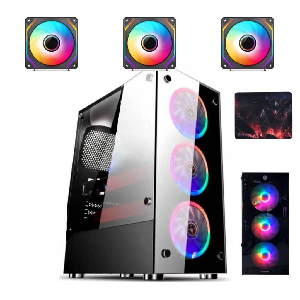 Gabinete 17/59 Pc Gamer COM FANS Rgb Led Vidro Temp. Frontal E Lat.