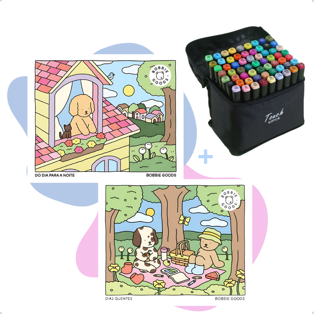 Kit Livro Bobbie Goods + Canetinha com opção de 36/48/60/80/120 cores ...