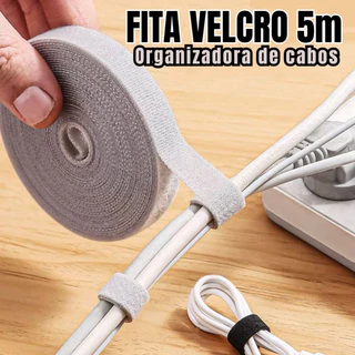 Fita Velcro Organizadora de Fios e Cabos 5m - Organizador de Mesa Desktop 5 metros Reutilizável
