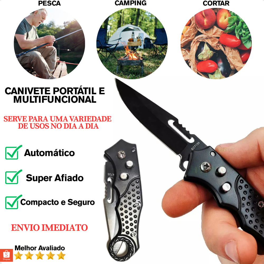 Canivete Automático Saque Rápido de Bolso Tatica Militar Defesa Pessoal ...
