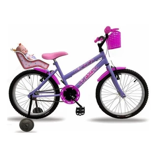 Bicicleta Aro 20 Julie Com Rodinhas, Cadeirinha e Cesta Para Boneca Lilas
