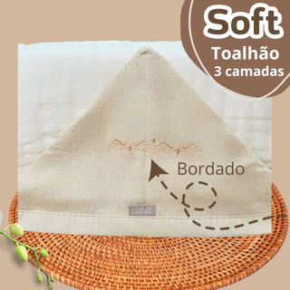Toalha De Banho Bebe Soft Capuz Bordado Três Camadas Toalhão Infantil Enxoval Menina E Menino em Oferta na Shopee