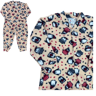 Pijama Macacão de frio infantil estampado soft para o inverno tamanhos 1 2 3 em Oferta na Shopee
