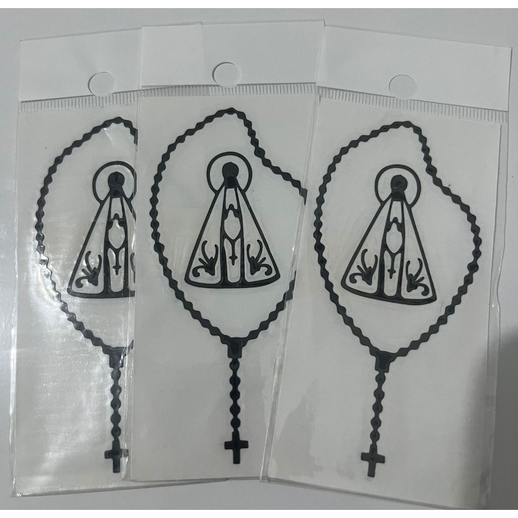 Kit 3 Adesivos para Carro, Moto Terço Nossa Senhora Aparecida Preto ...