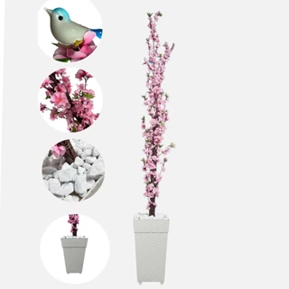Planta Artificial Arvore Cerejeira Sakura 1,80 Com Vaso De Ratan Decorativo Casa Sala Escritorio
