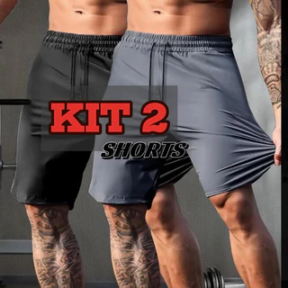 Kit 2 Short Masculino Tactel Mauricinho De Praia Bermuda Plus Size Esportivo Treino P ao G4