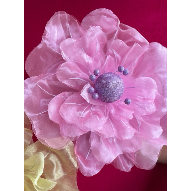 Flor Gigante de organza rosa | Shopee Brasil