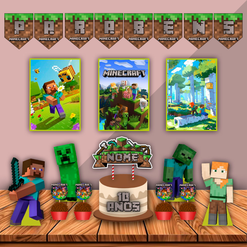 KIT FESTA MINECRAFT - DECORAÇÃO MINECRAFT | Shopee Brasil