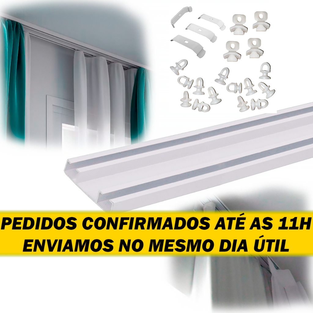 Trilho Suiço 2,40 Mts Duplo C/ Acessorios Dividido Ao Meio