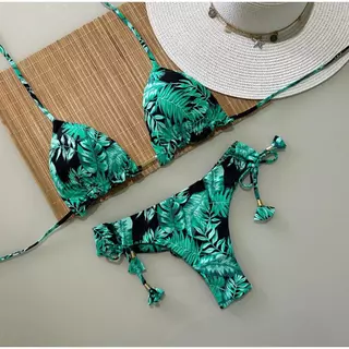 Biquini Cortininha com Calcinha Fio Duplo Várias Estampas em Oferta na Shopee