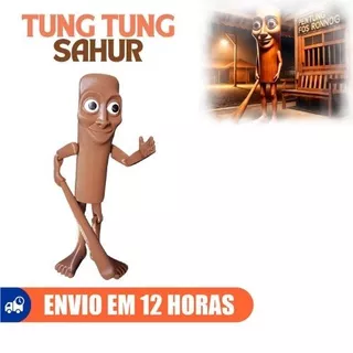 TUNG TUNG TUNG SAHUR Articulado — para Decoração Geek em 3D Brainrot Italiano (Meme) 19cm