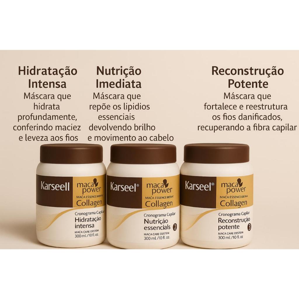 Cronograma Capilar Karseell- Hidrata, Nutre e Reconstrói | Shopee Brasil