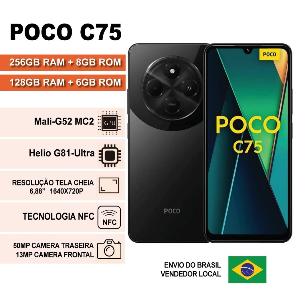Smartphone Xiaomi POCO C75 NFC Dual SIM 256GB 8GB RAM Global