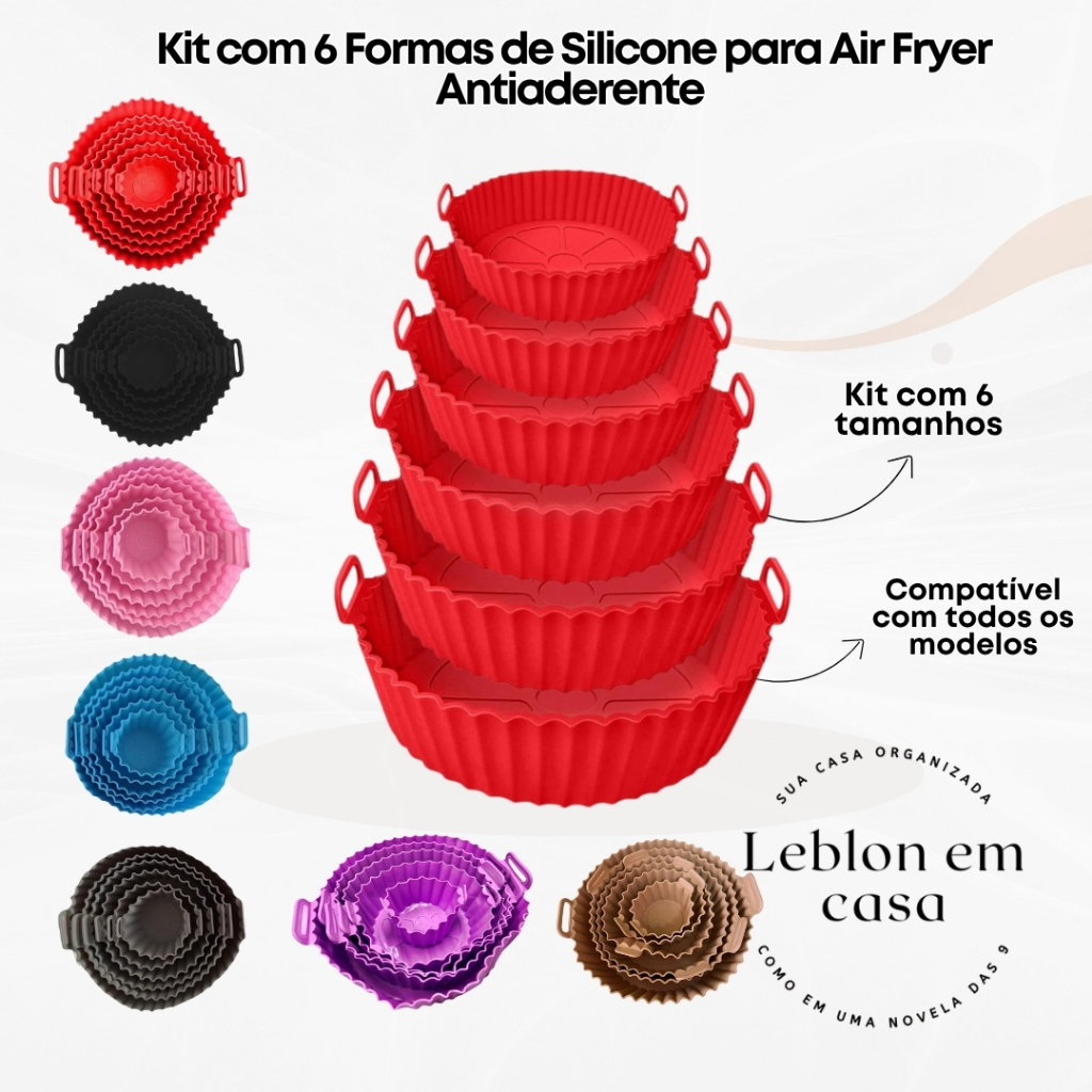 Kit com 6 Formas de Silicone para Air Fryer - Antiaderente e Prático ...