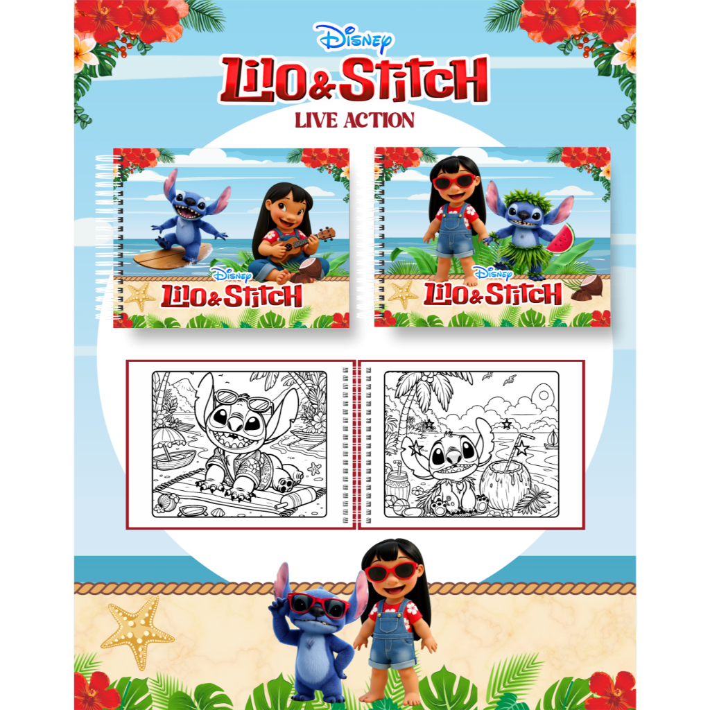 Livro de Colorir LILO E STITCH LIVE ACTION 50 Folhas 120 Gramatura ...