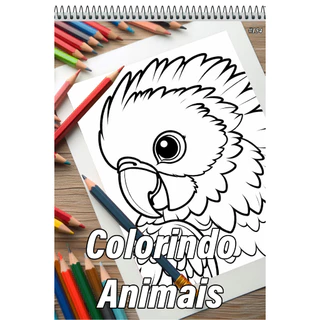 Caderno Com 50 Desenhos Para Colorir Animais - Tamanho A4 (21x29,7cm) #154 em Oferta na Shopee