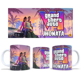 CANECA PERSONALIZADA GTA 6 PS5 XBOX COM SEU NOME GRAND THEFT AUTO VI PORCELANA OU PLASTICO PRESENTE