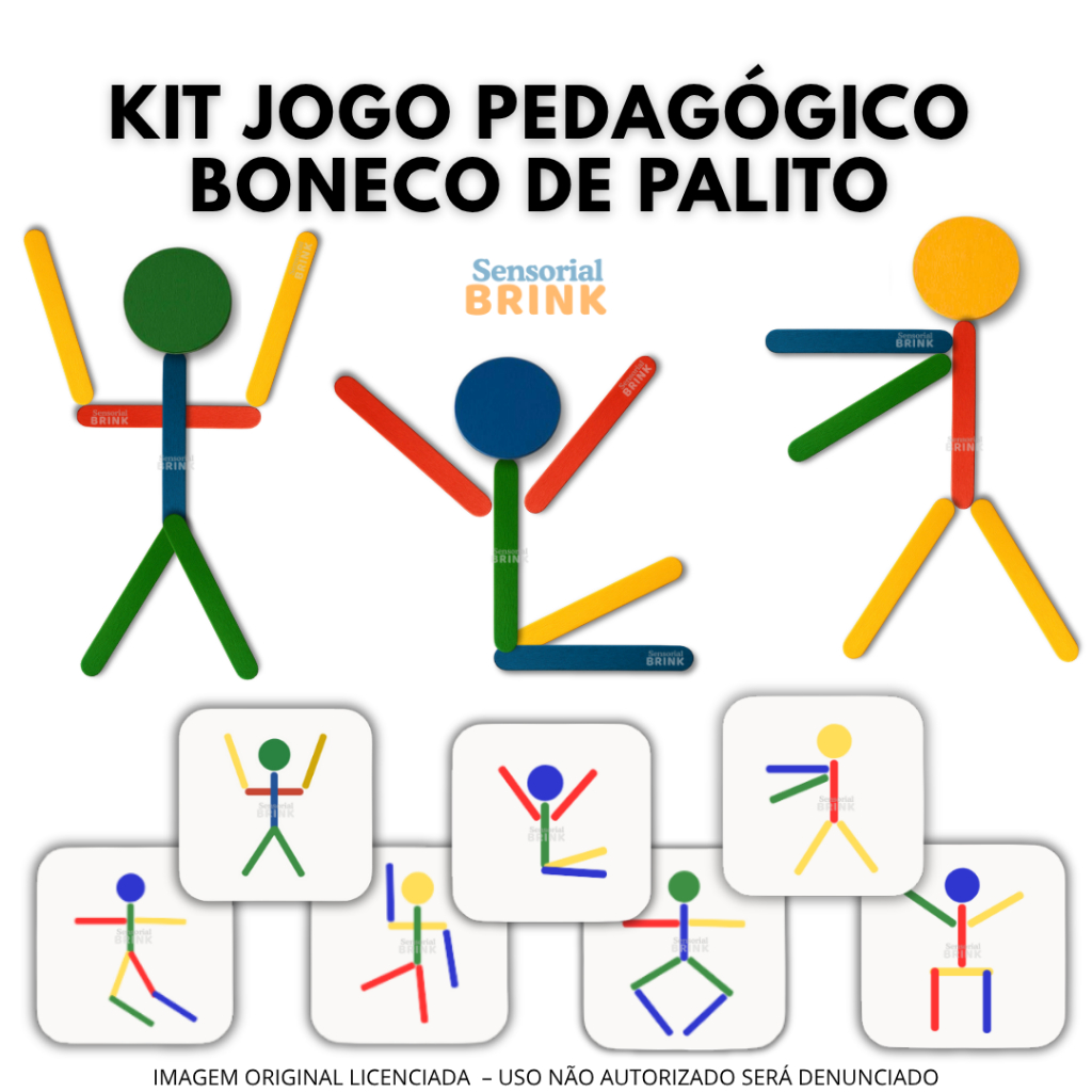 Kit Jogo Pedagógico – Boneco de Palito Coloridos - Brinquedo educativo ...