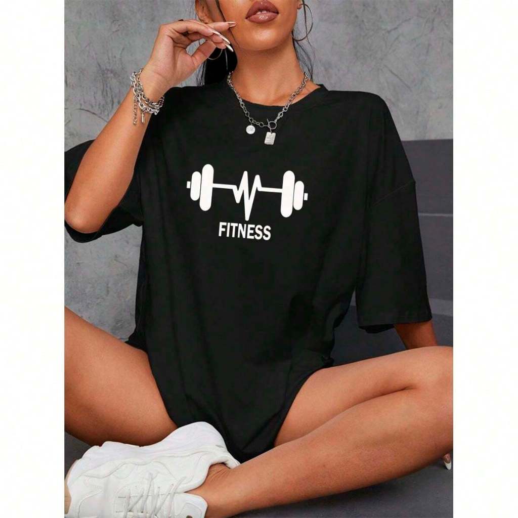 Camiseta Oversized Feminina Academia Fitness Peso Gym Treino Larga ...