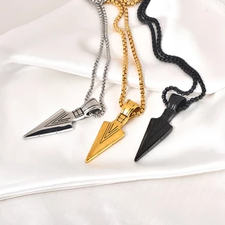 Colar Viking e Pingente Flecha Aço Inoxidável - Cordão Masculino Ponta De Lança Nórdica de Thor