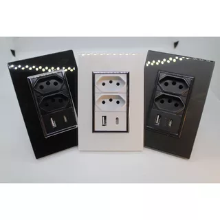 Tomada Usb E Tipo C De Parede 10A Bivolt 2.1a 5v