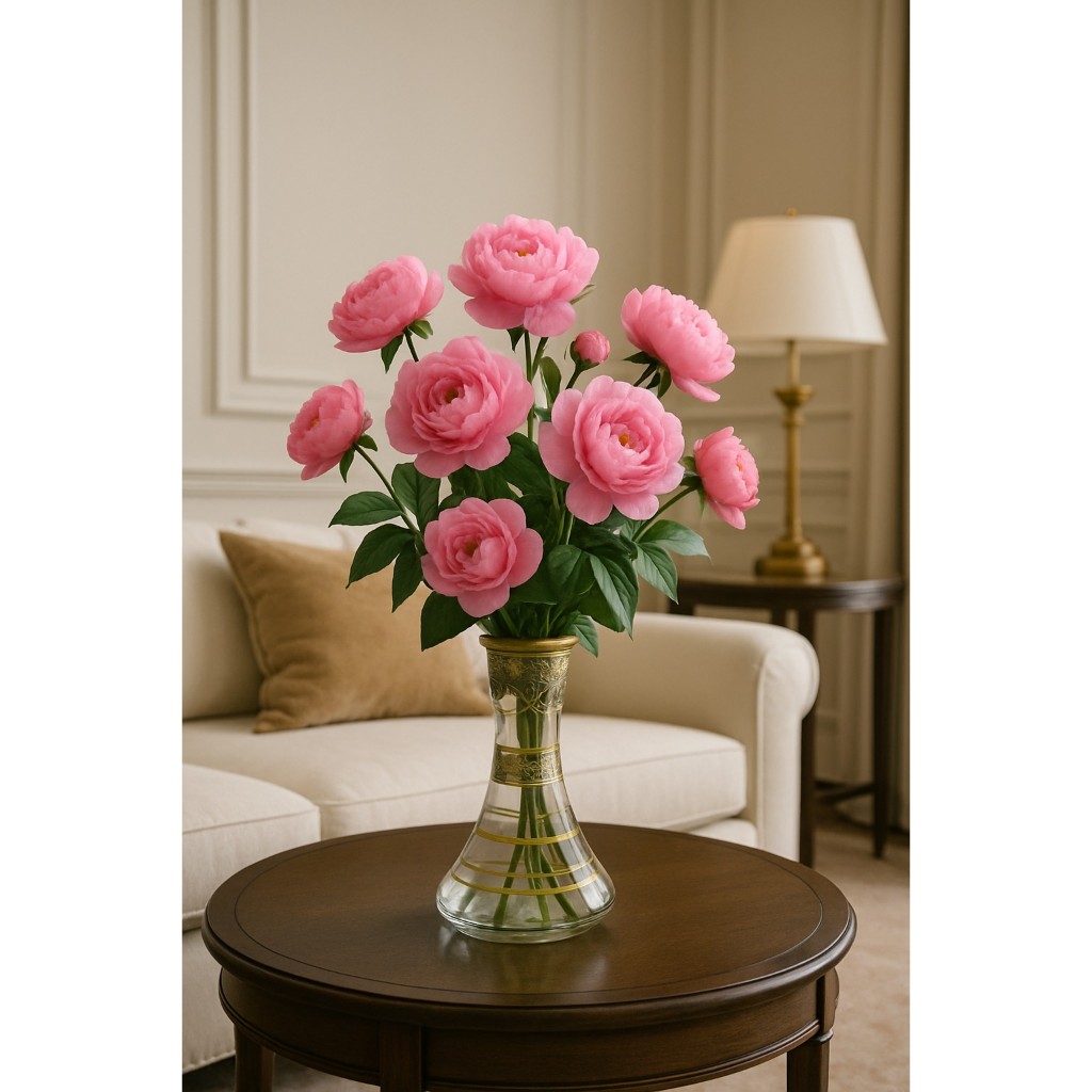 Vaso Decorativo em Vidro – Edição Luxo com Detalhe Flor Branca 31cm