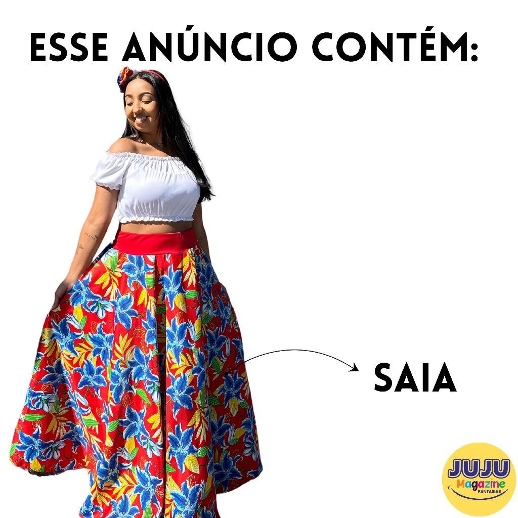 Roupa Carimbó Adulto Saia Longa Primavera Conjunto Mandacaru
