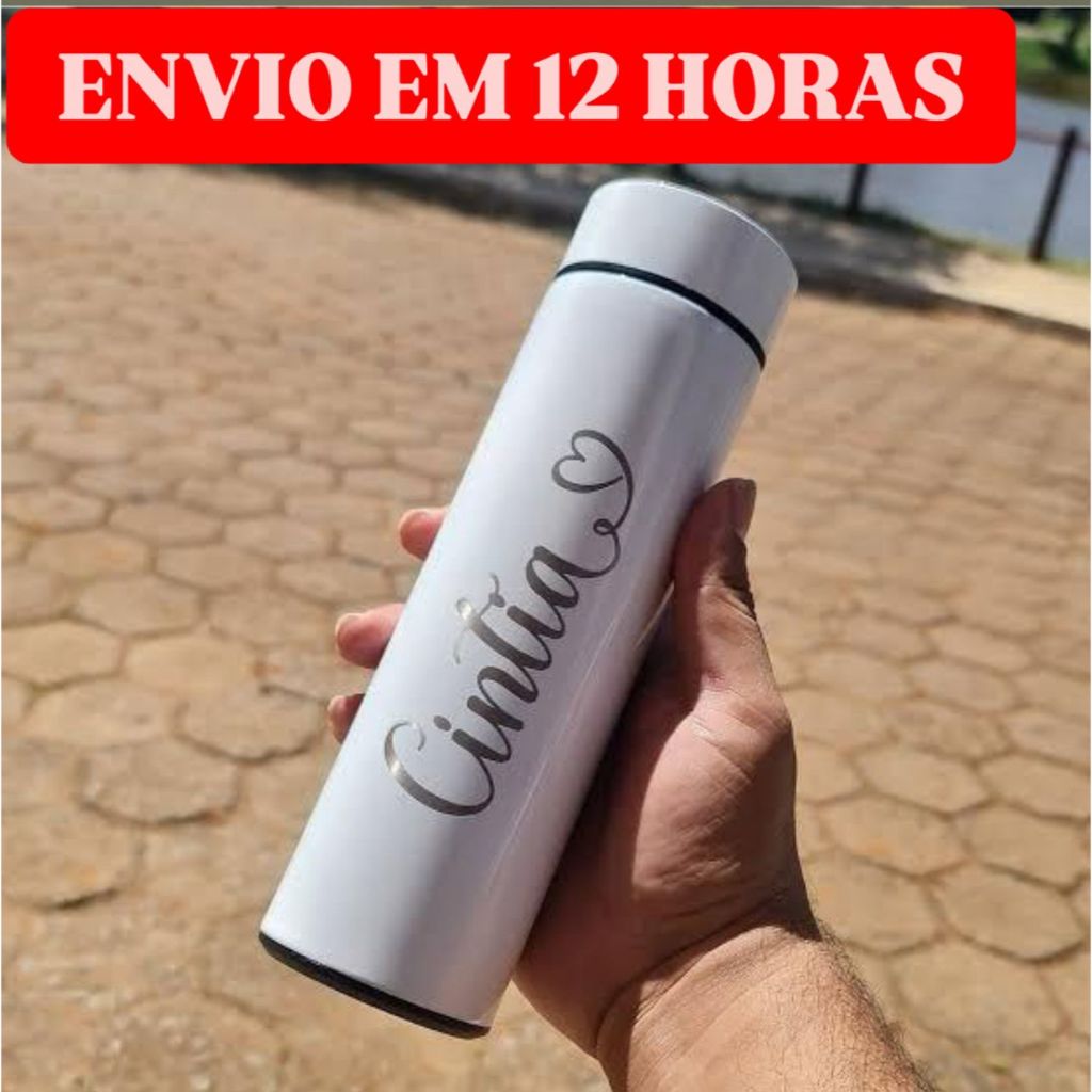 500 Ml Garrafa Térmica Personalizada Inox Inteligente Com Medidor De Temperatura Ideal Para Viagens Escritório Academia