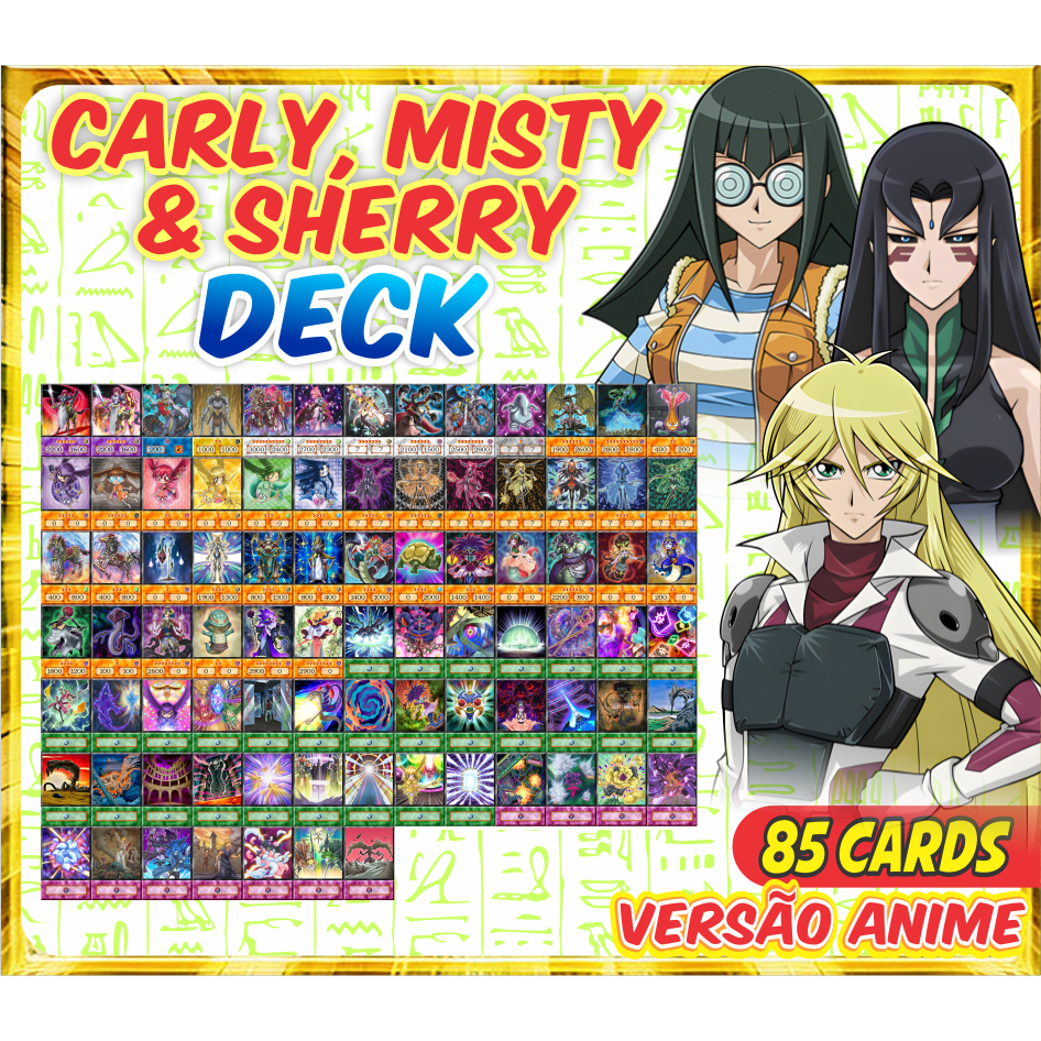 yugioh sherry deck Carly,Misty,Sherry (80 Cards) Deck Yugioh 5ds +27 Raro, Caixa & Campo à  montar