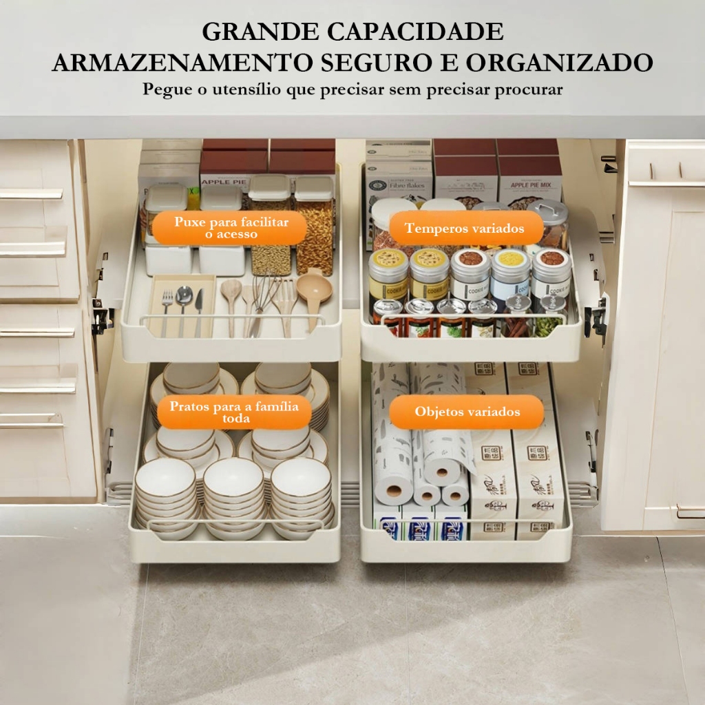 Organizador Armário Gaveteiro Cozinha 25cm Multiuso Deslizante ...