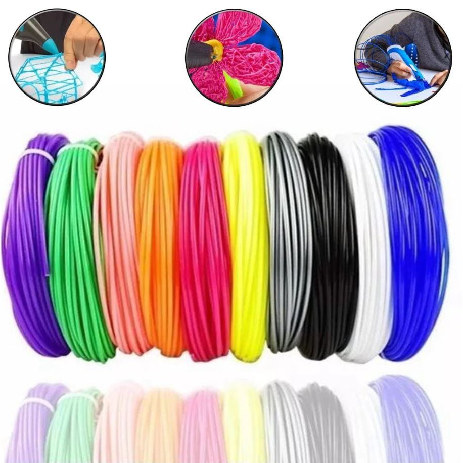 10 Lindas Cores com 30 Metros REFIL de Filamento ABS Para Caneta 3D ...
