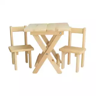 Mesa Infantil Madeira Com 2 Cadeiras Maciço e Cru