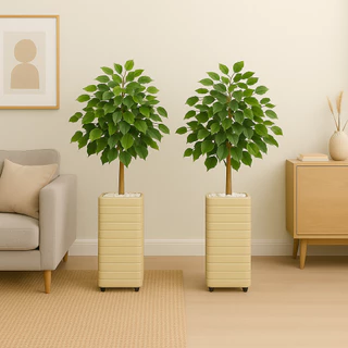 Kit Decorativo 2 Folhagem Artificial C / Vaso Decoração Para Sala Completo