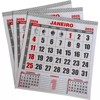 Blocos Calendário 2026 22x23cm Refil – Folhinha Comercial Parede
