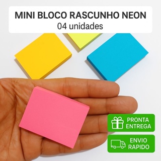 Mini Bloco Adesivo Neon - Organização - Anotações - Escola - Estudo - Escritório - Papelaria Criativa