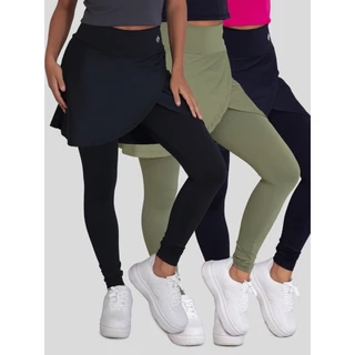 Kit 3 Calças Legging Pulse com Saia Bolsos de Poliamida Moda Feminina Evangelica em Oferta na Shopee