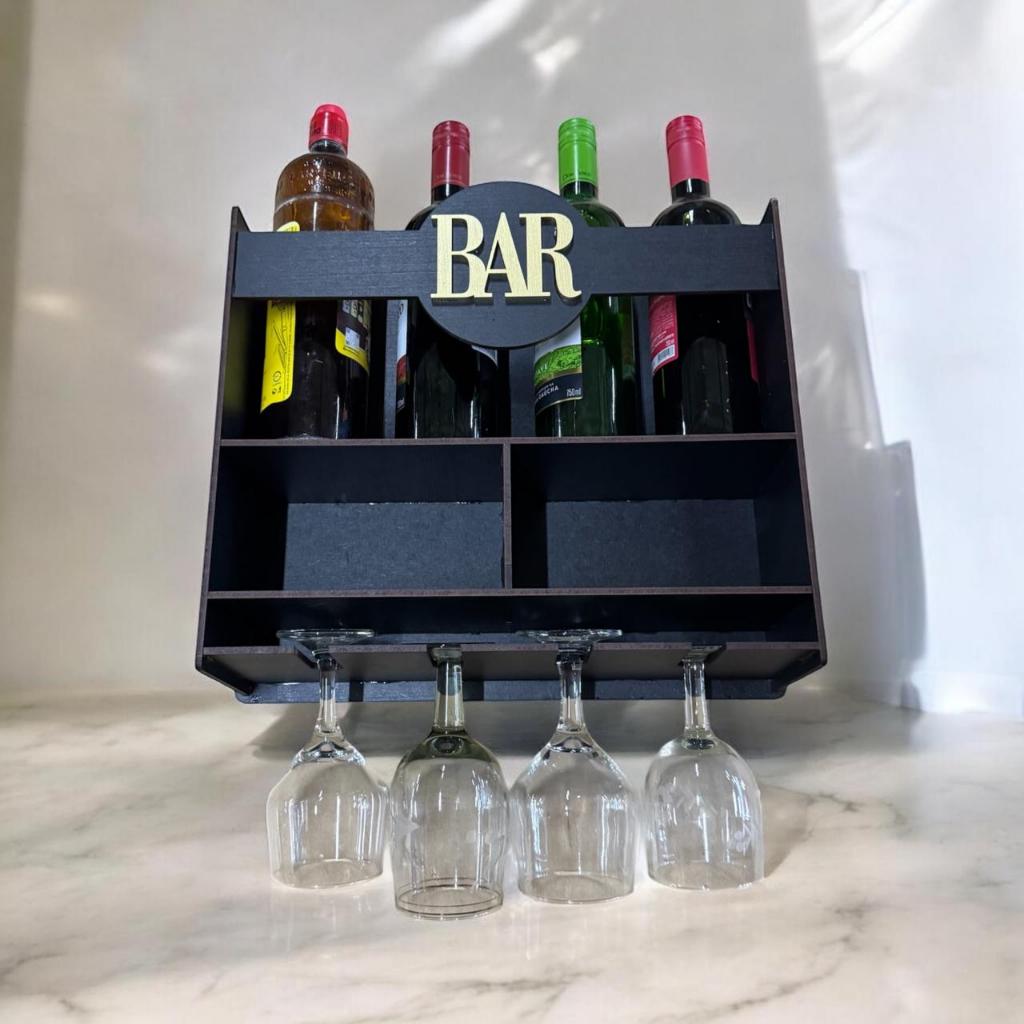 Bar De Parede Rustico Decoração Barzinho em MDF Churrasco Cantinho Retrô