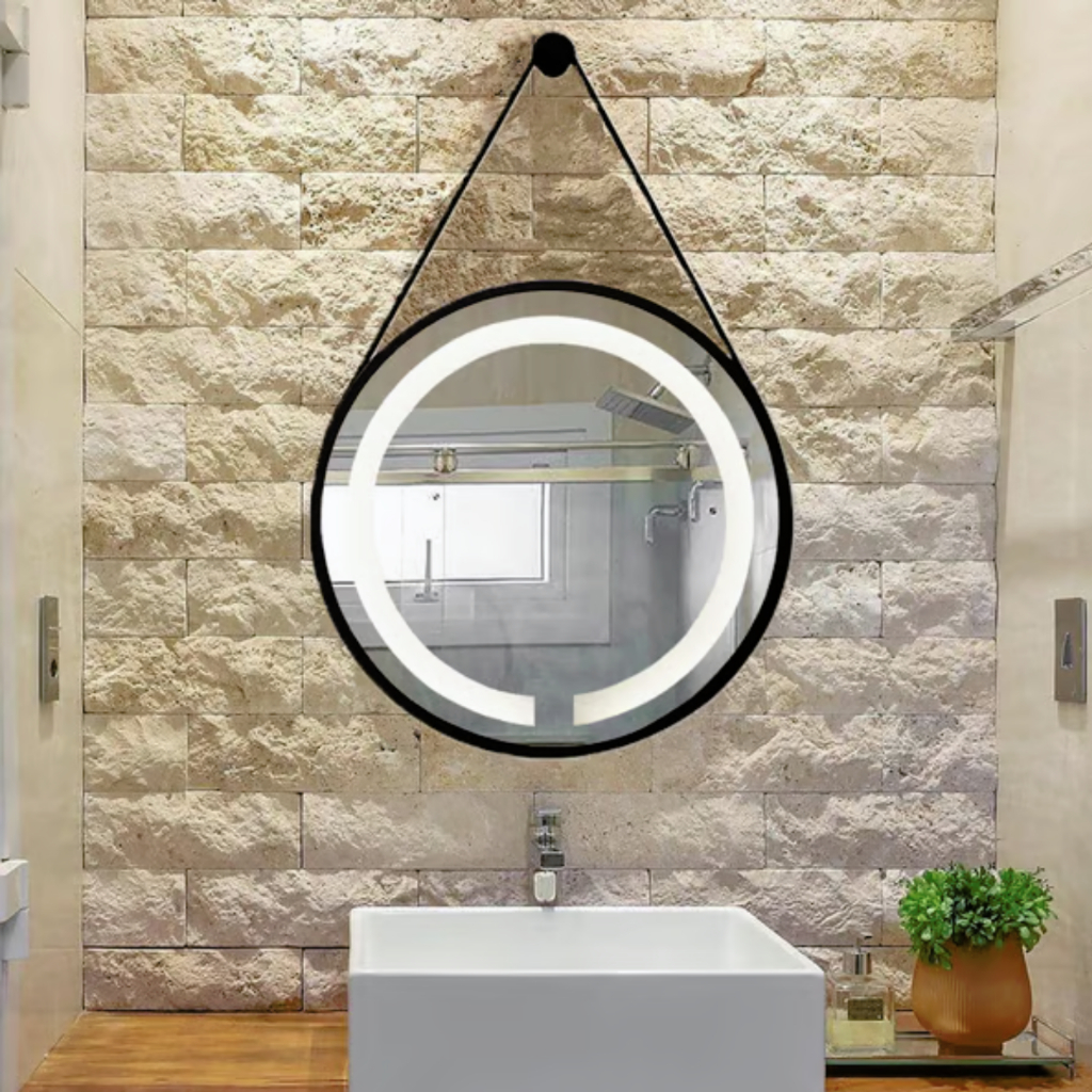 Espelho Redondo Com LED 45 CM Com Tr s Tipos De Luz Moldura E Al a Para 