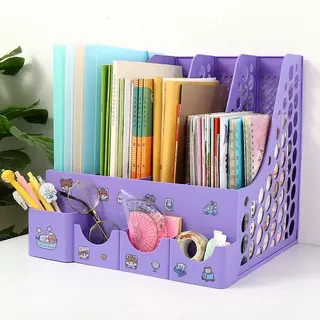ORGANIZADOR DE MESA 3/4 DIVISÓRIAS + PORTATRECOS | Com Adesivos Personalizáveis - Branco, Preto, Rosa, Roxo, Verde, Azul