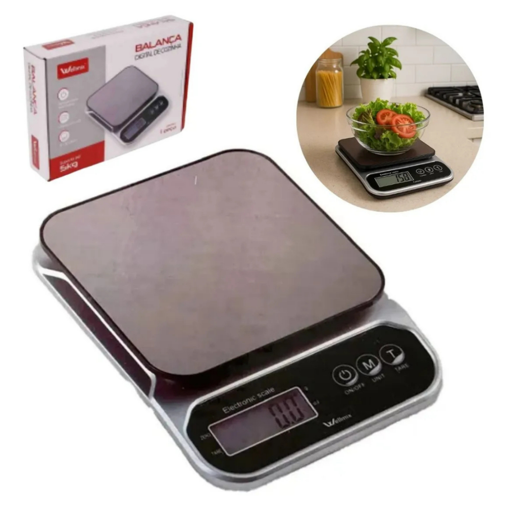 Balança Digital para Cozinha 5kg – Design Inox com Display LCD | Shopee ...