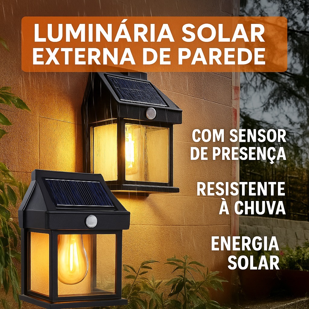 Luminária Solar Externa de Parede LED com Sensor de Presença | Shopee ...