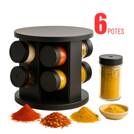 Porta temperos profissional giratório 12 potes vidro promoção com tampa dosadora condimentos rápido