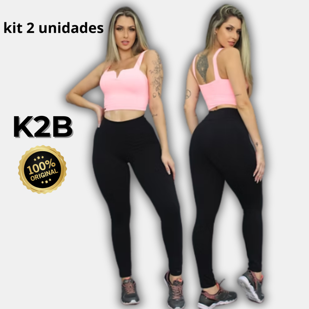 Kit 2 Legging K2B Original Cos Largo Zero Transparencia Preta Academia ...