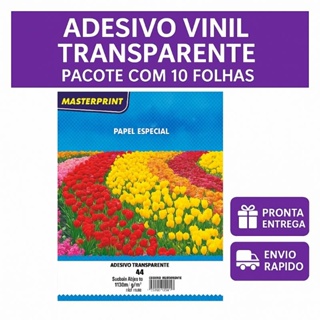 Adesivo Vinil Glossy Transparente A4 150g - 10 Folhas - MasterPrint - Impressão Brilhante - Durável