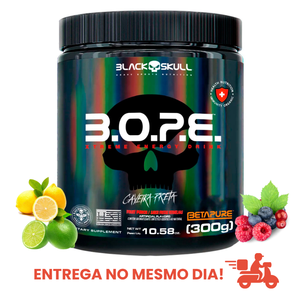 Pré Treino B.O.P.E 300g Black Skull Cafeína, Arginina, Taurina ...