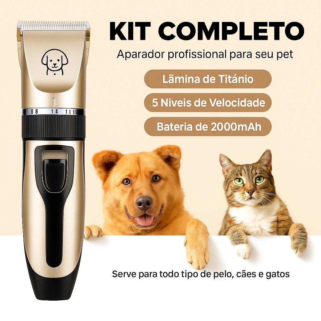 Kit Maquina De Tosar Pet Para Cachorros Gato Maquininha Lixa Tesoura ...