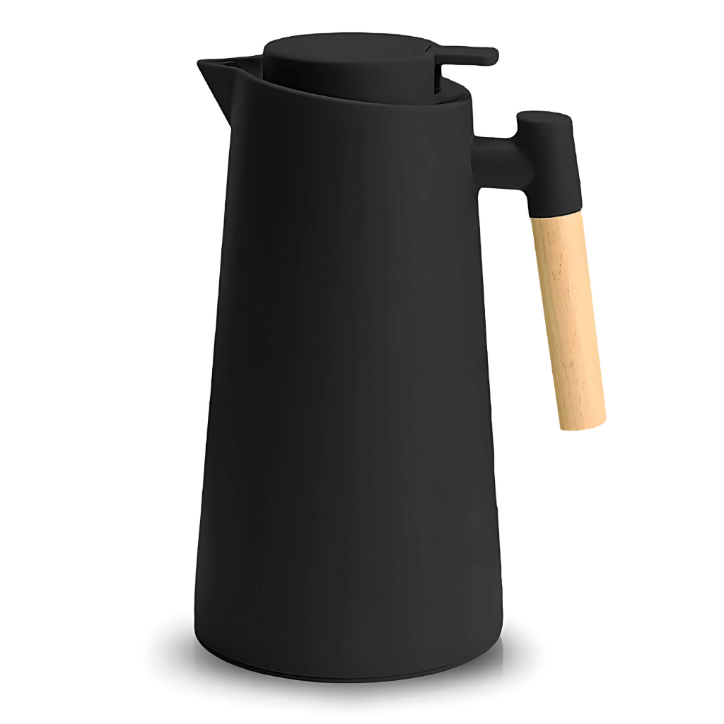 Garrafa Térmica 1 Litro Café Chá Nórdica Com Cabo Madeira