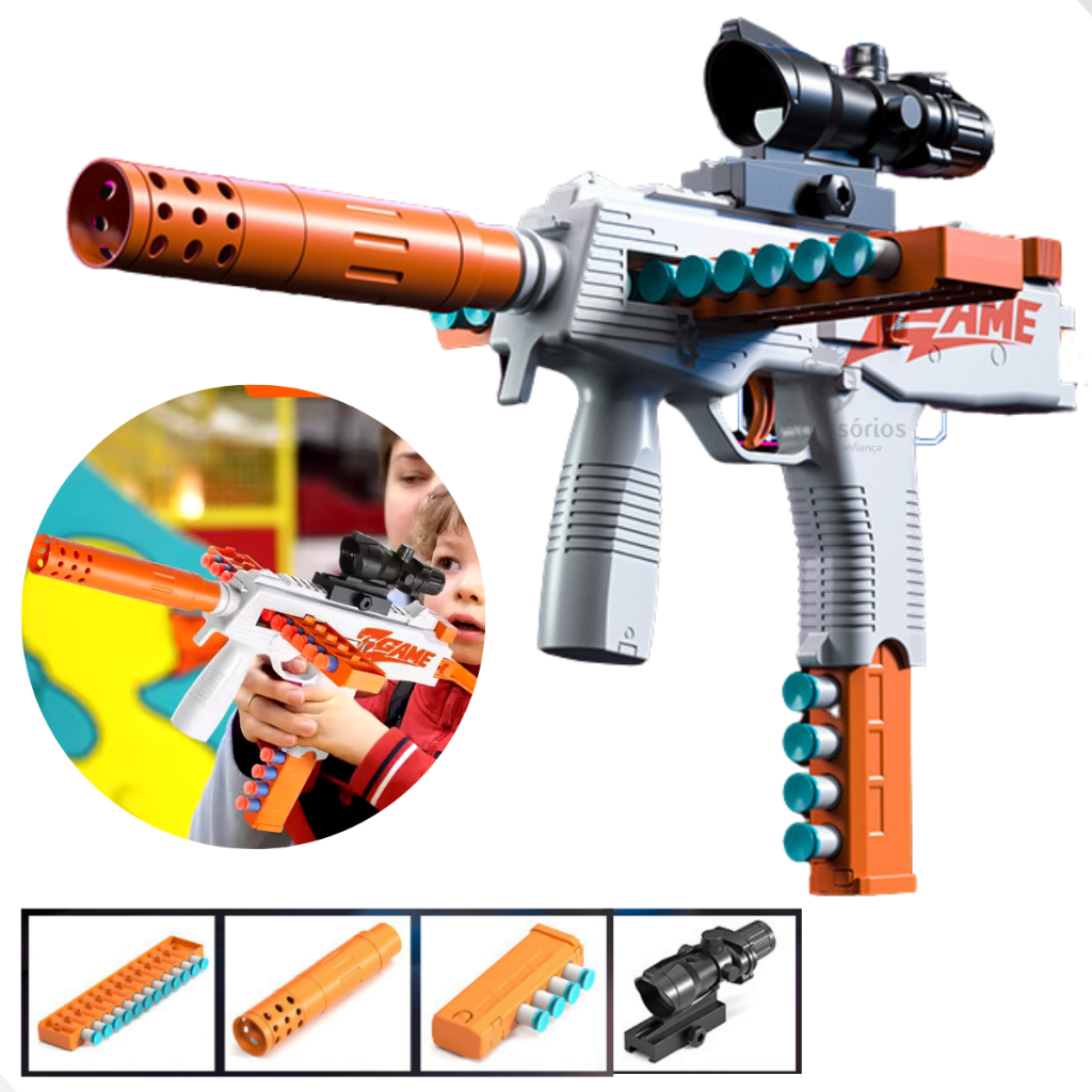 Metralhadora Lança Dardos Estilo Nerf AK47 Com Carregador e Mira Sniper ...