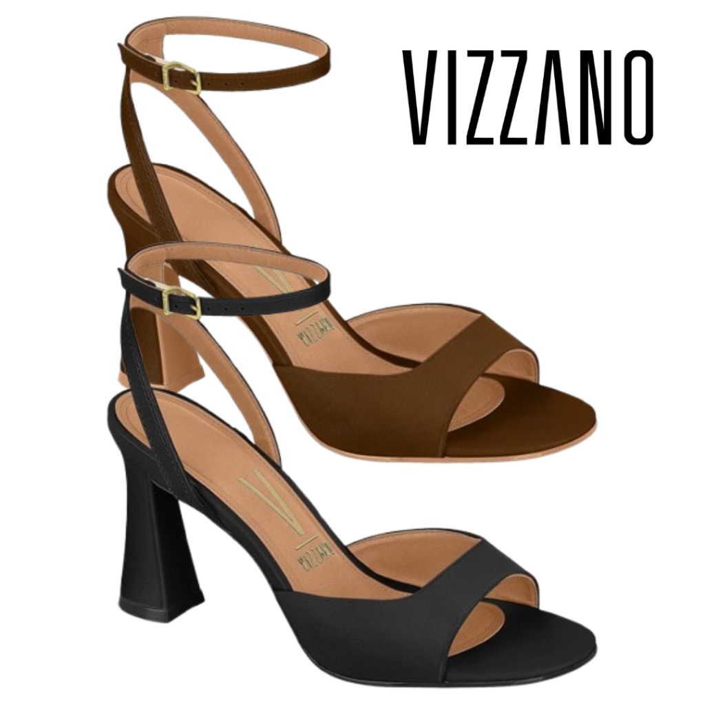 Sandalia Feminina Vizzano Salto Grosso Alto Taça