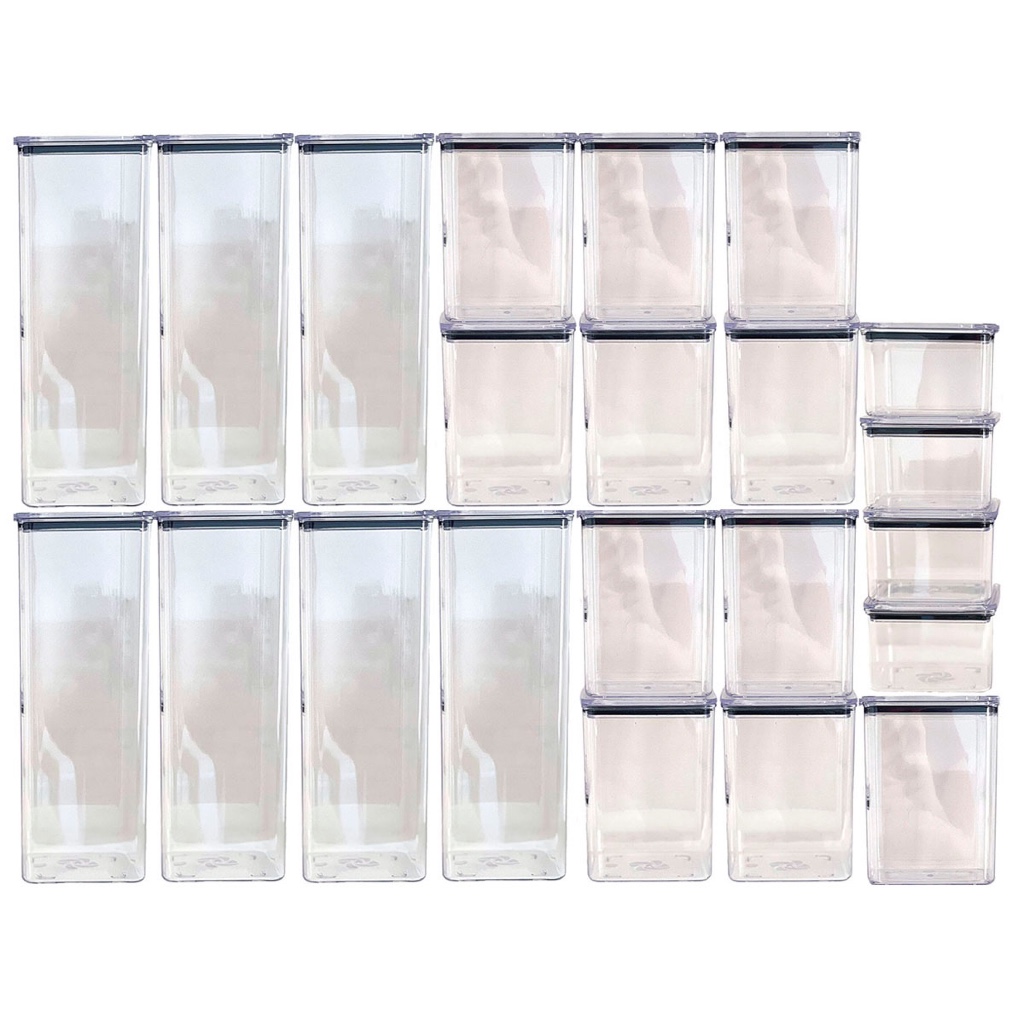 Jogo PREMIUM com 22 potes herméticos ACRÍLICOS qualyplas organizadores